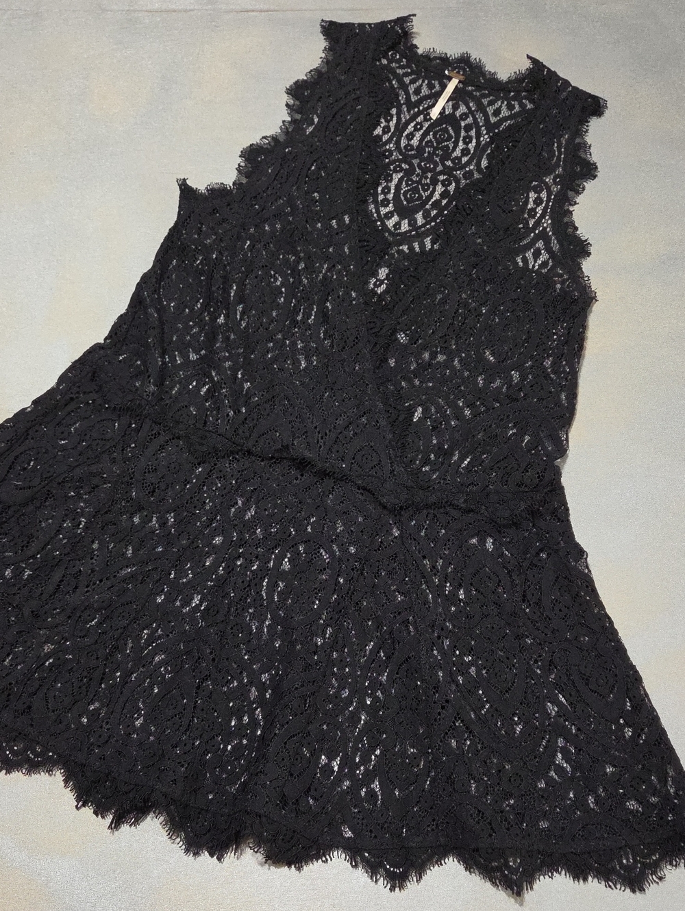 Free People Black Lace Sleeveless Chemise / Swim Suit Cover Up Nwots